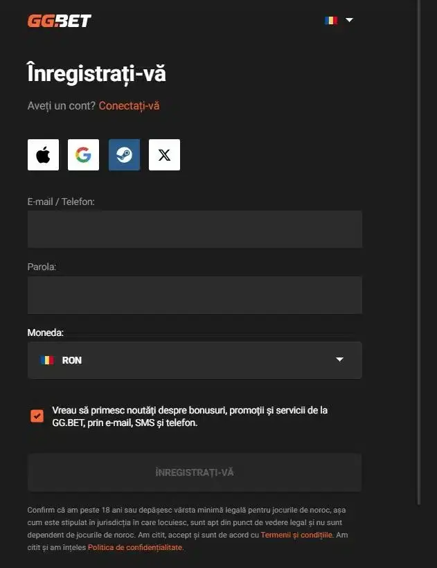 Înregistrare GGBet Casino