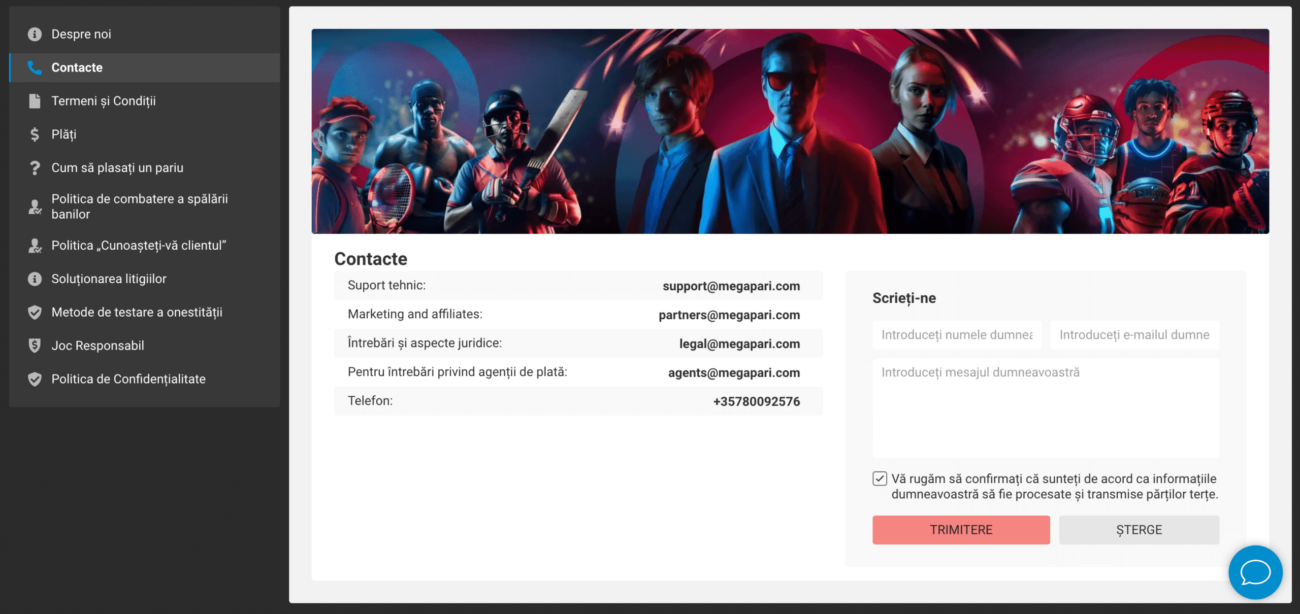 suport clienti megapari