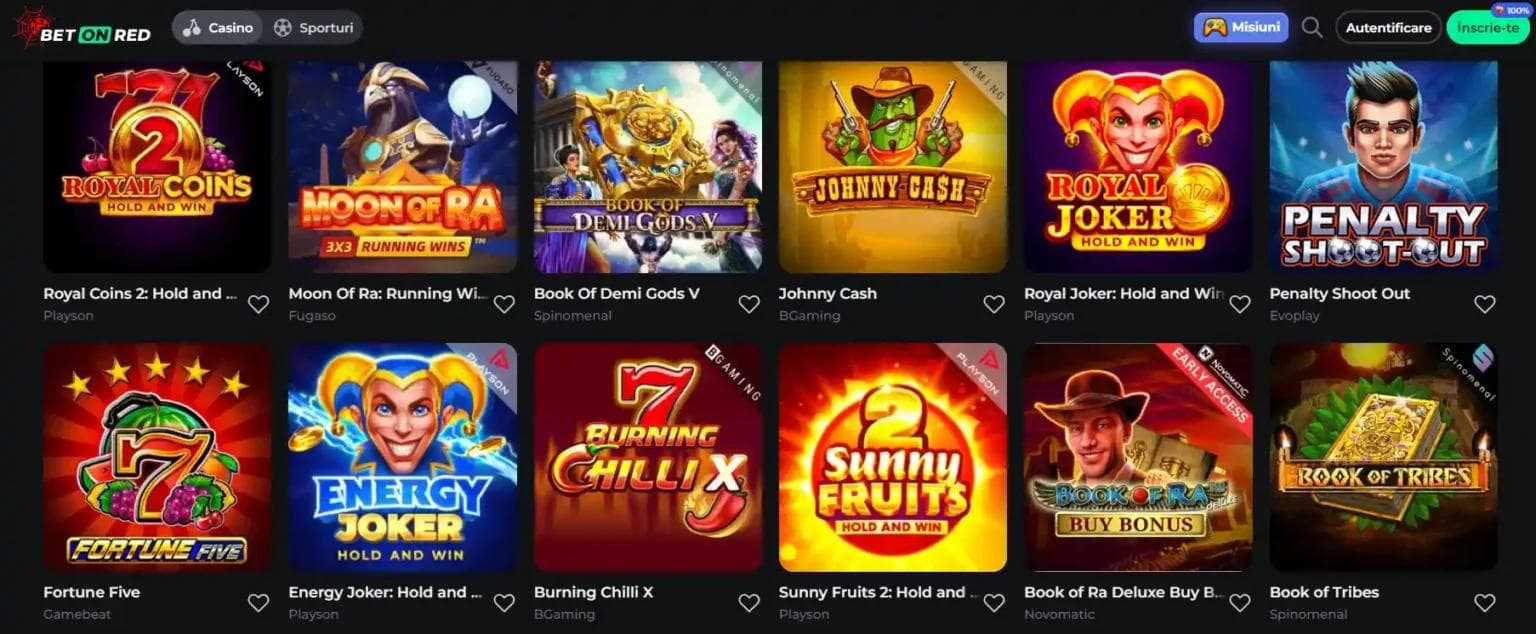 Oferta de jocuri BetOnRed Casino