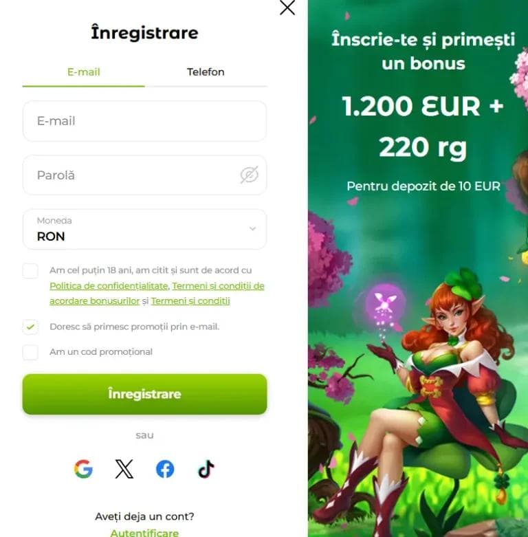 formular inregistrare verde