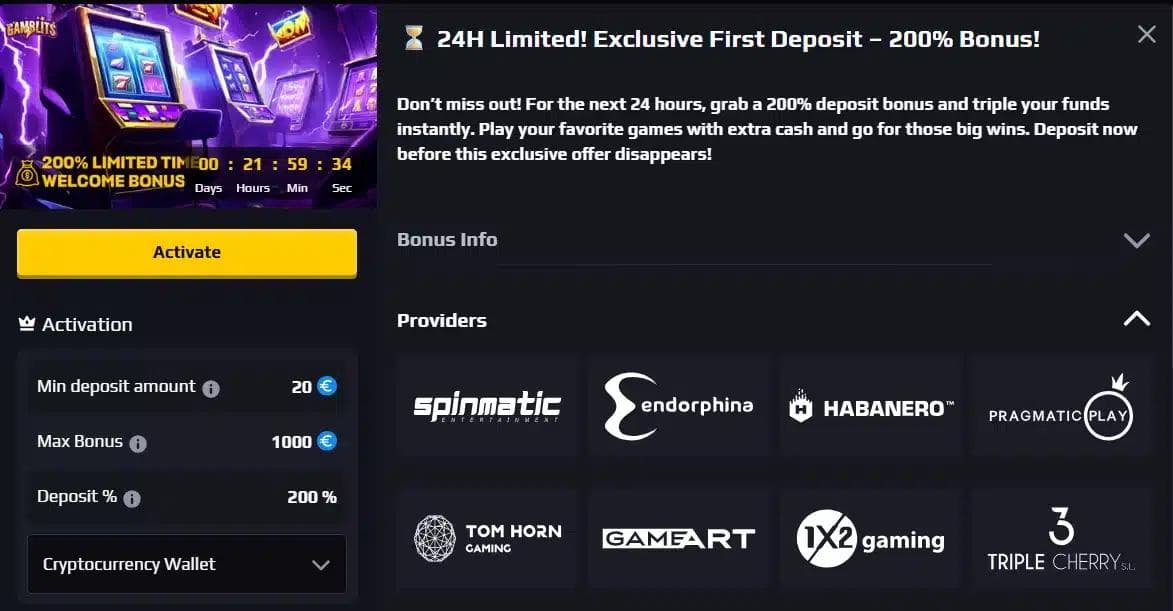 bonus bun venit gamblits