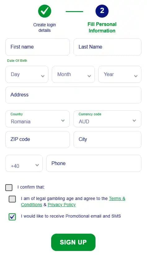 formular inregistrare bluvegas