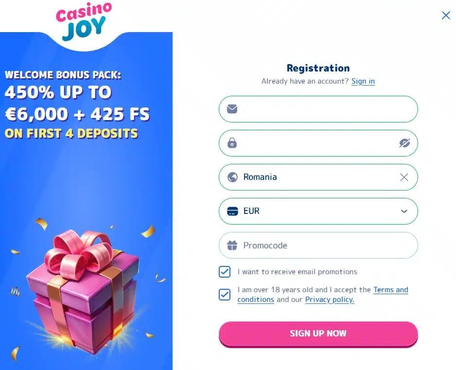 inregistrare casinojoy