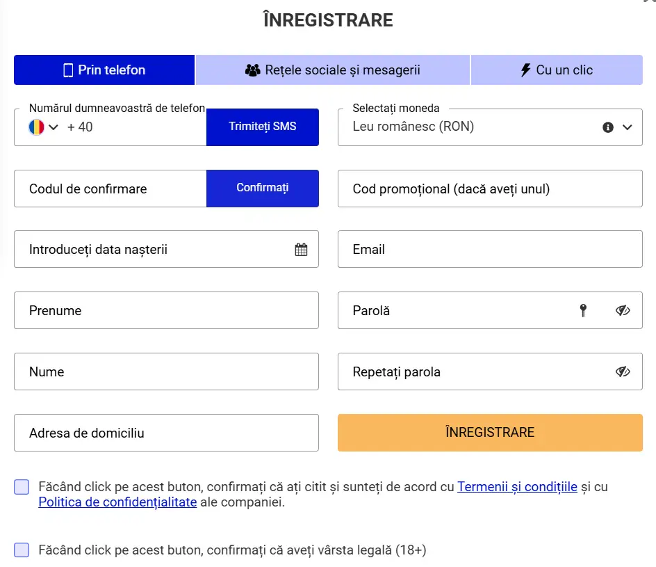 paripesa formular inregistrare