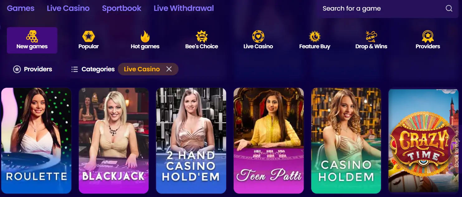 wazbee live casino