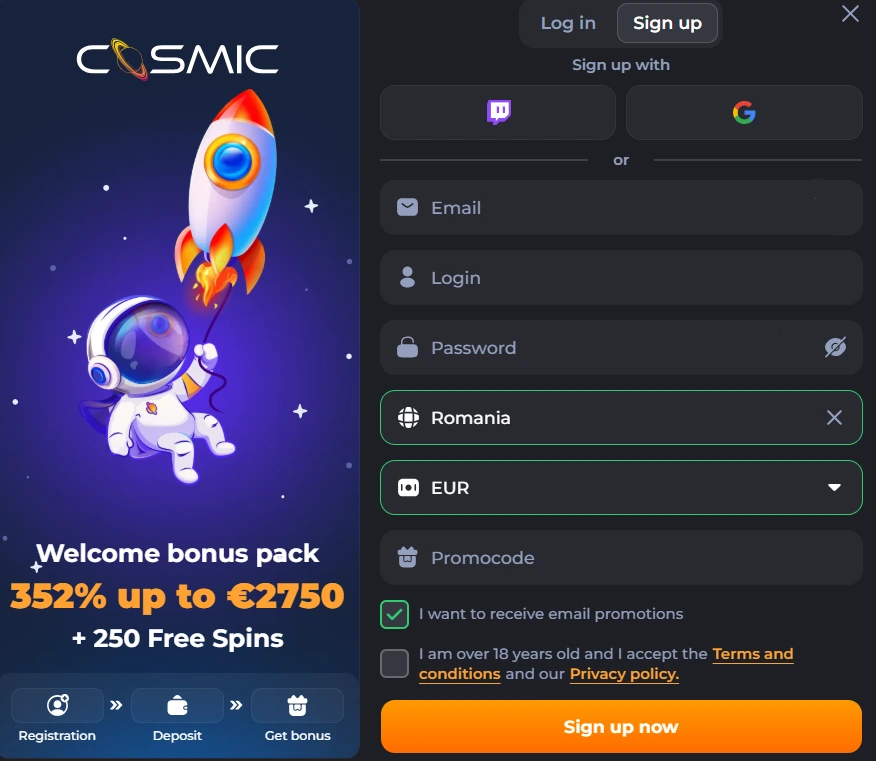 cosmic slot casino inregistrare