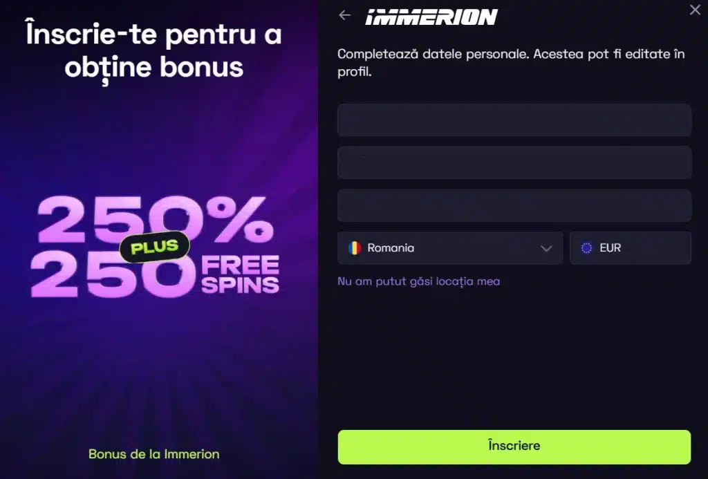 inregistrare immerion