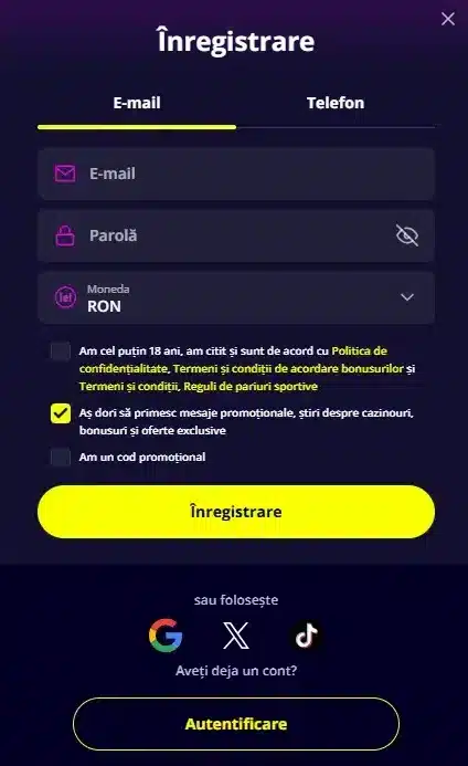 slotoro inregistrare