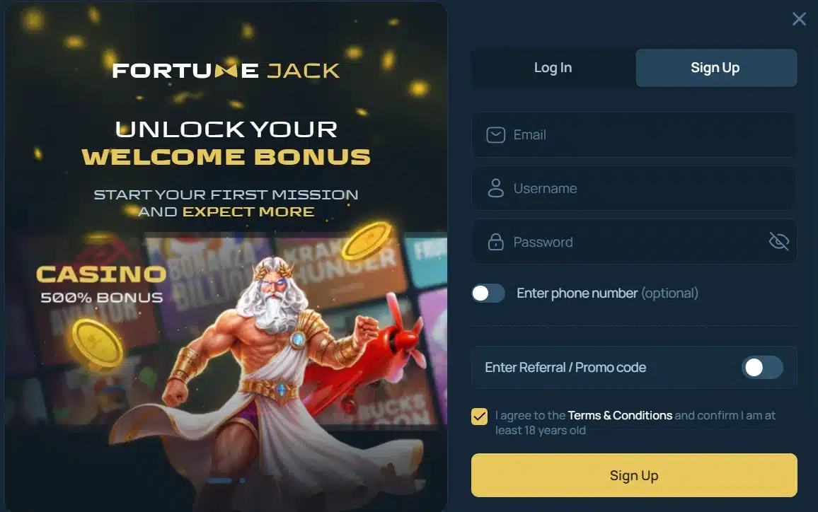 fortune jack inregistrare