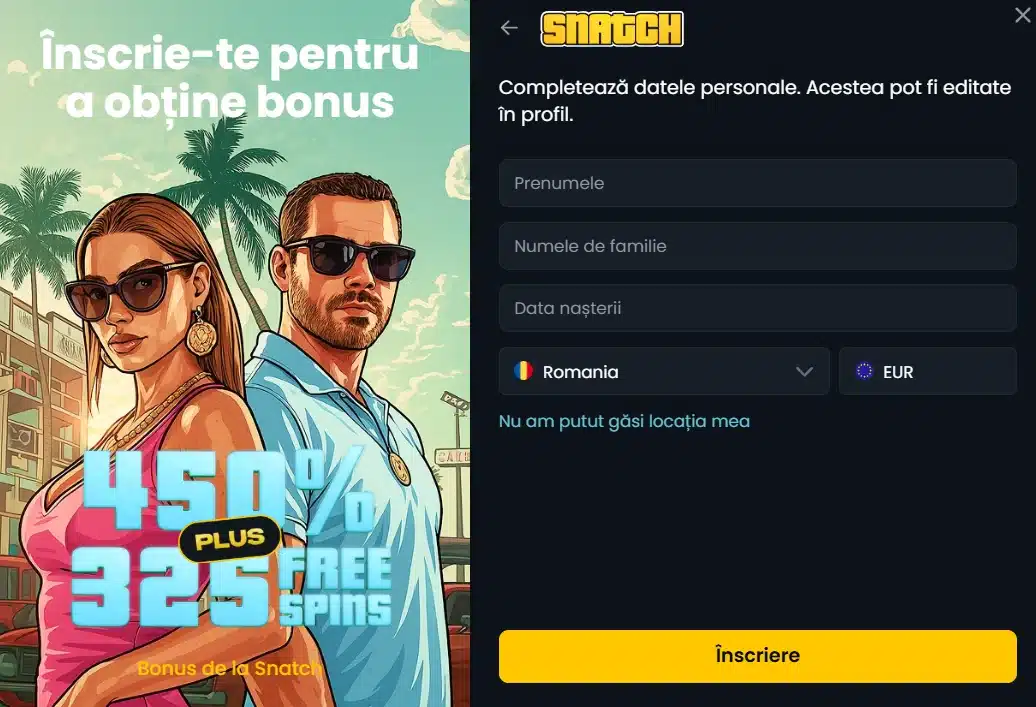 inregistrare snatch casino